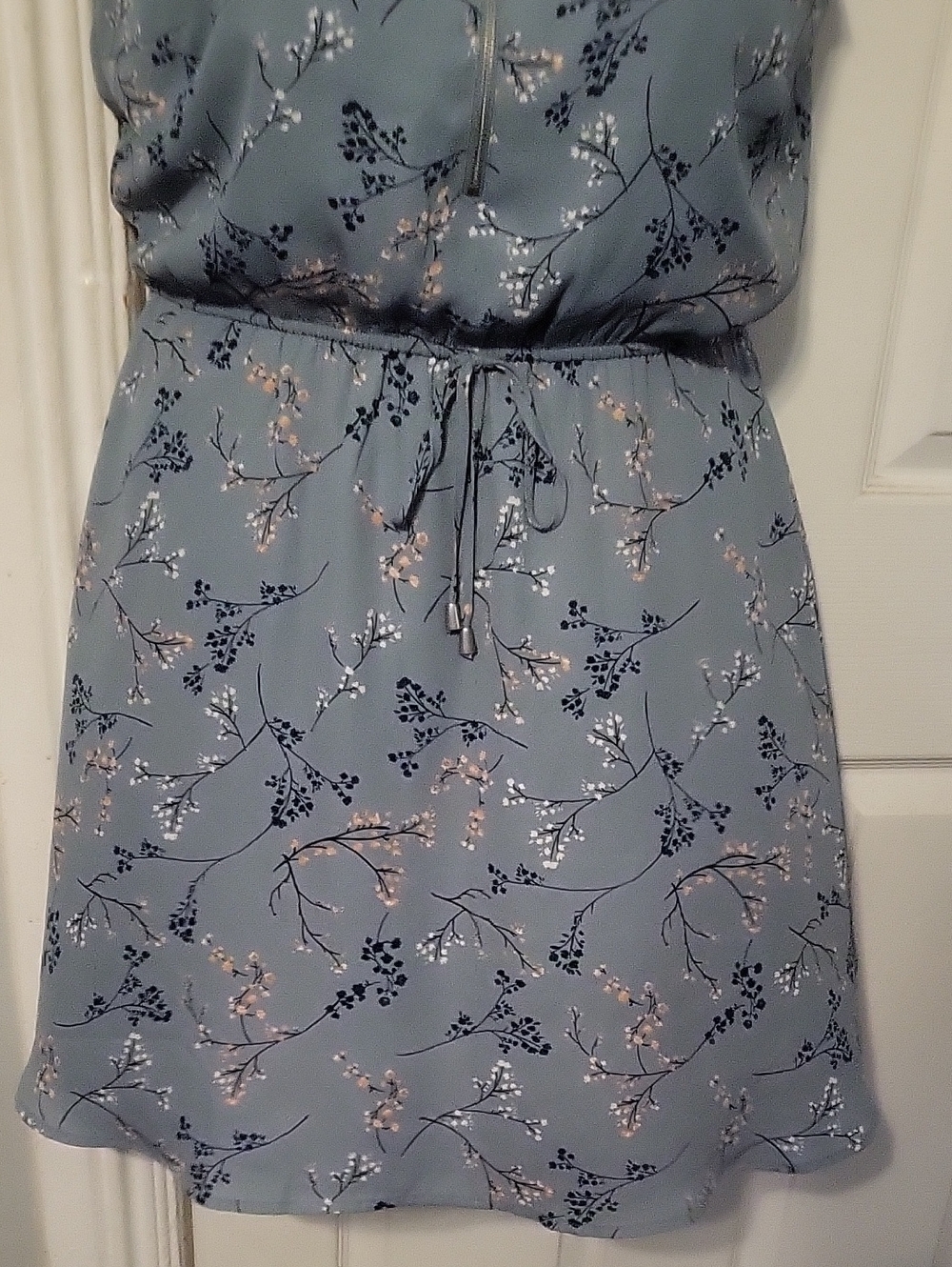 Maurices Blue Floral Drawstring Tank Dress - Picture 3 of 10